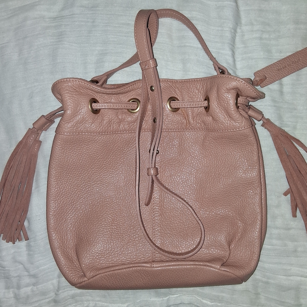 American Eagle Outfitters Dusty Rose Drawstring Leather Bucket Shoulder Bag